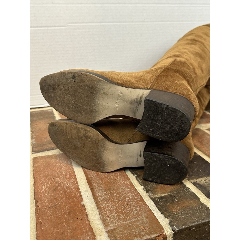 J. Crew Suede Brown Suede Tall Boots Over the‎ Knee Fold Women's 6 All Leather - Picture 6 of 6